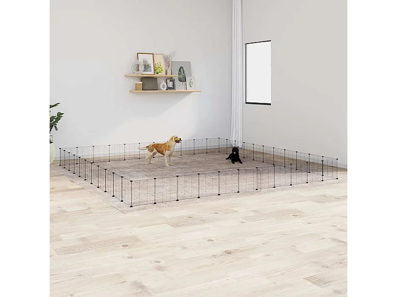 Gaiola para animais de estimação com 44 painéis e porta preta 35x35 cm