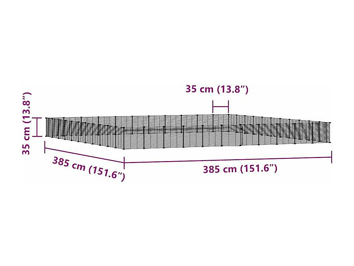Gaiola para animais de estimação com 44 painéis e porta preta 35x35 cm