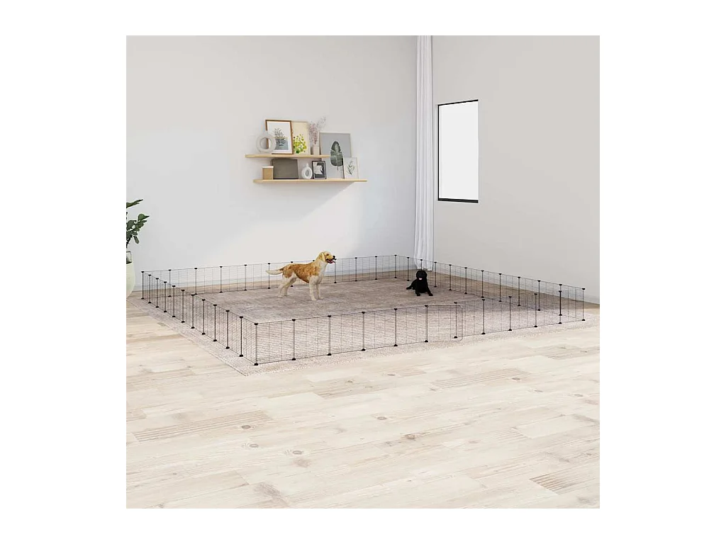 Cage animaux de compagnie à 44 panneaux et porte Noir 35x35 cm