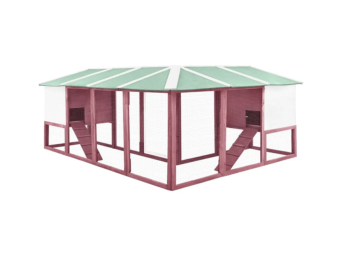 Clapier d'extérieur avec piste Moka et blanc Bois de sapin