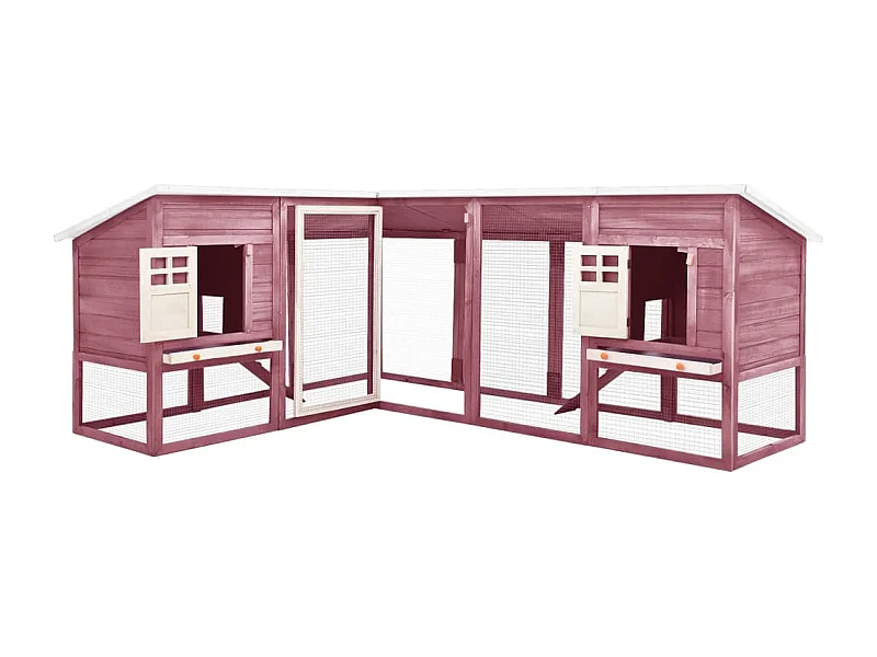 Clapier d'extérieur avec piste Moka et blanc Bois de sapin