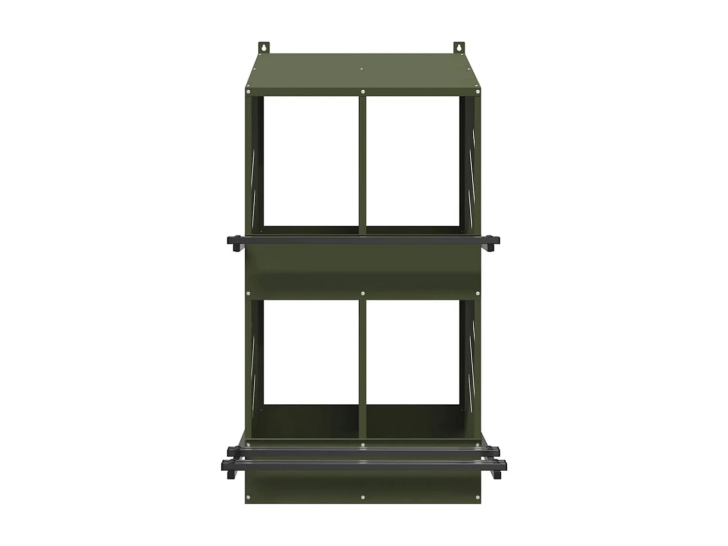 Hühnernestkasten mit 4 Fächern olivgrün Metall