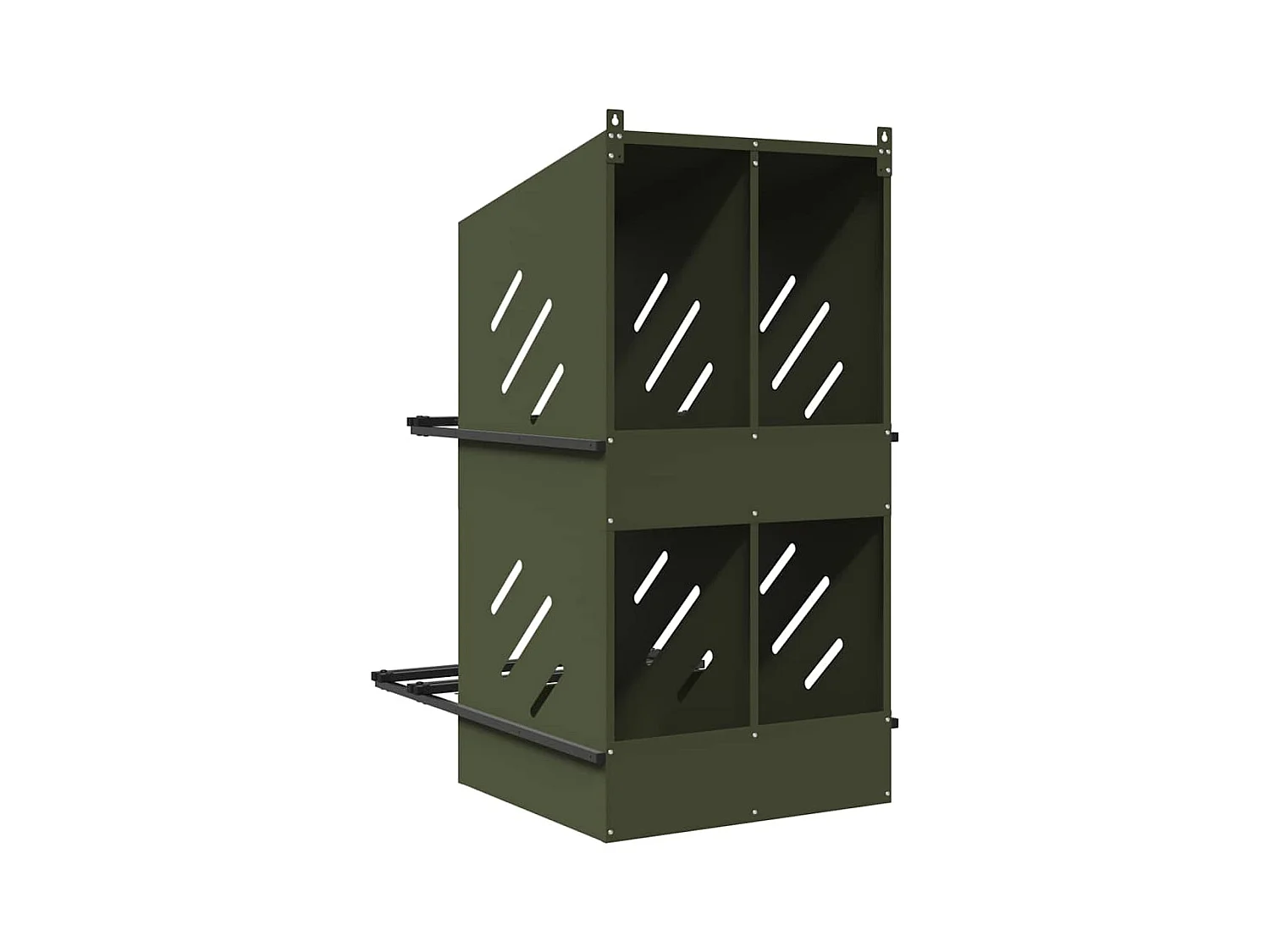 Hühnernestkasten mit 4 Fächern olivgrün Metall