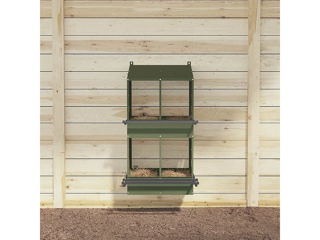 Hühnernestkasten mit 4 Fächern olivgrün Metall