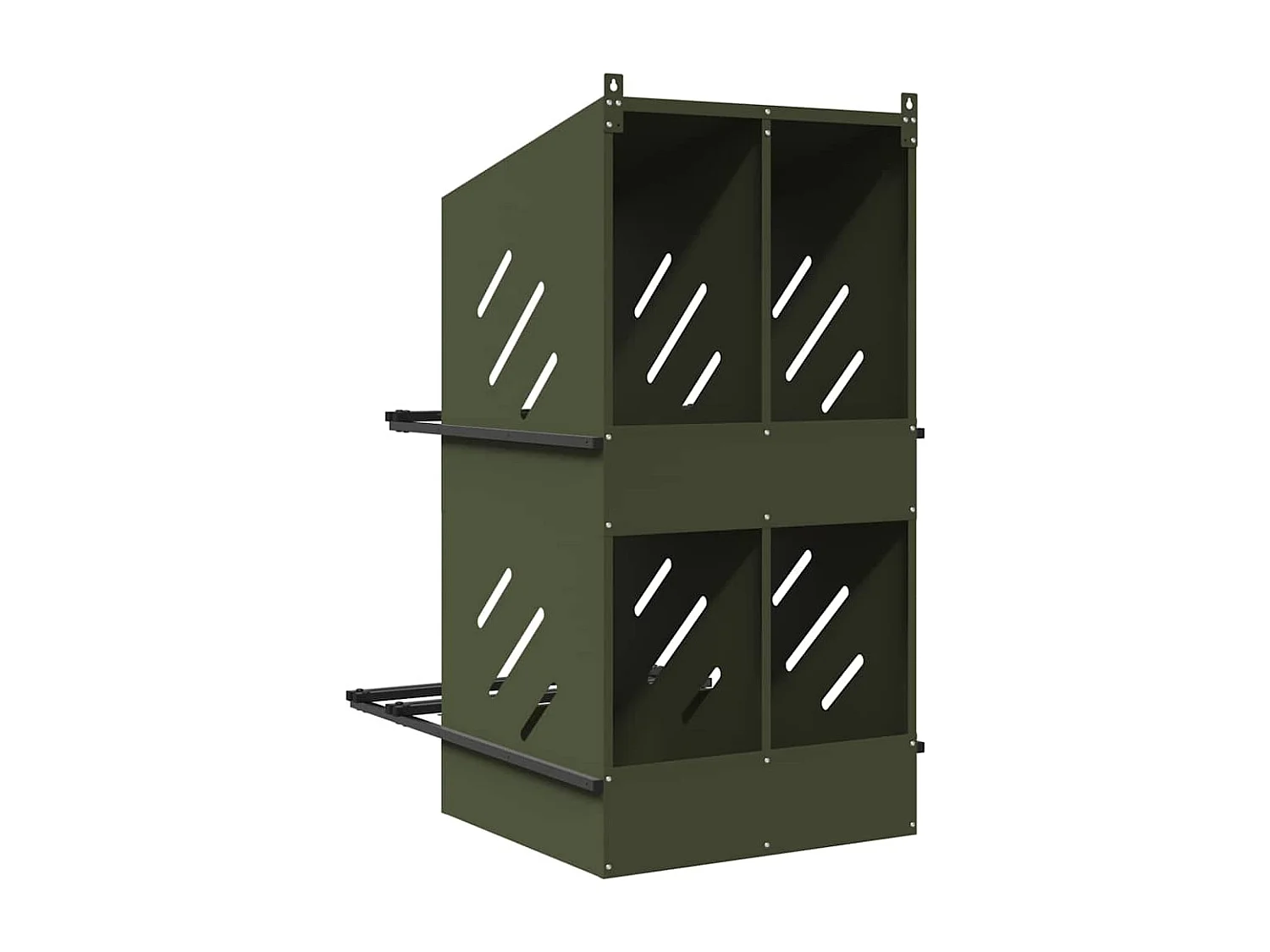 Hühnernestkasten mit 4 Fächern olivgrün Metall