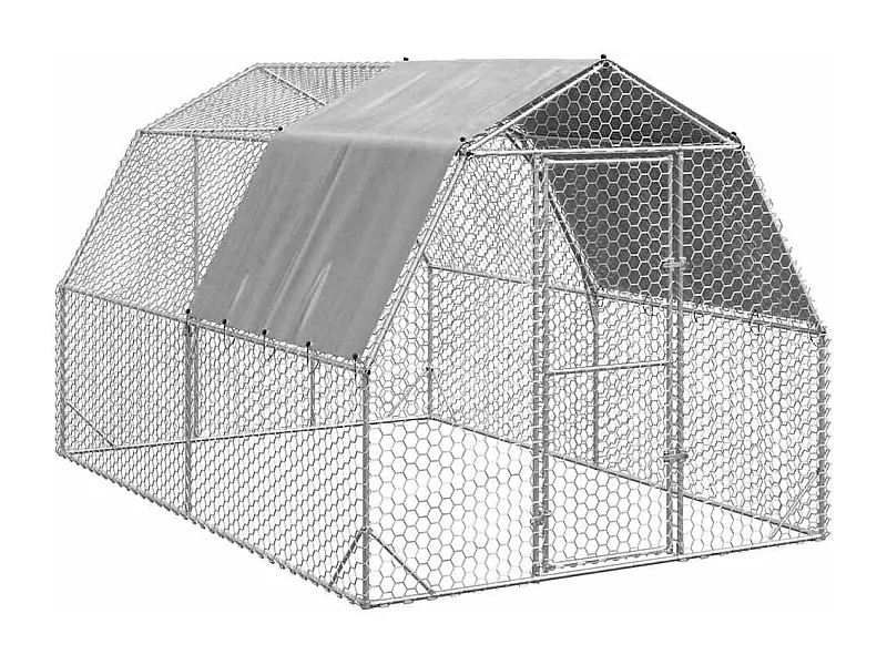 Gallinero con tejado de 2,5x4x2,25 m en acero galvanizado