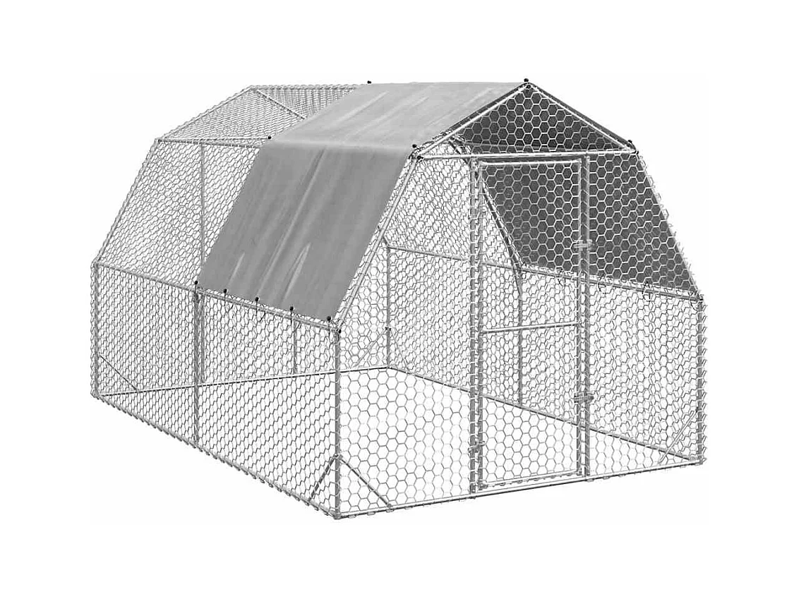 Pollaio con tetto 2,5x4x2,25 m in acciaio zincato