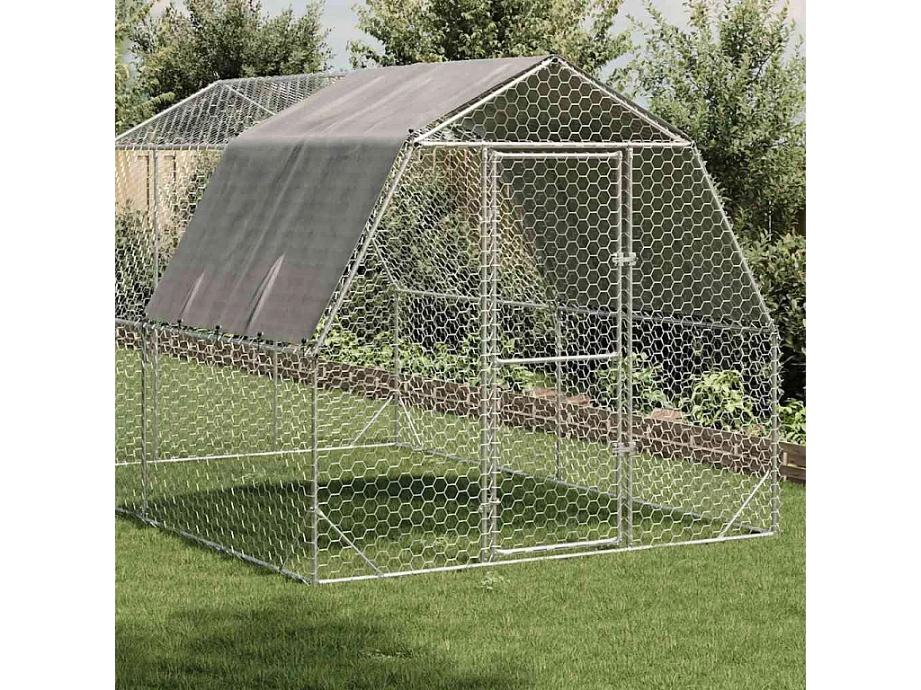 Pollaio con tetto 2,5x4x2,25 m in acciaio zincato