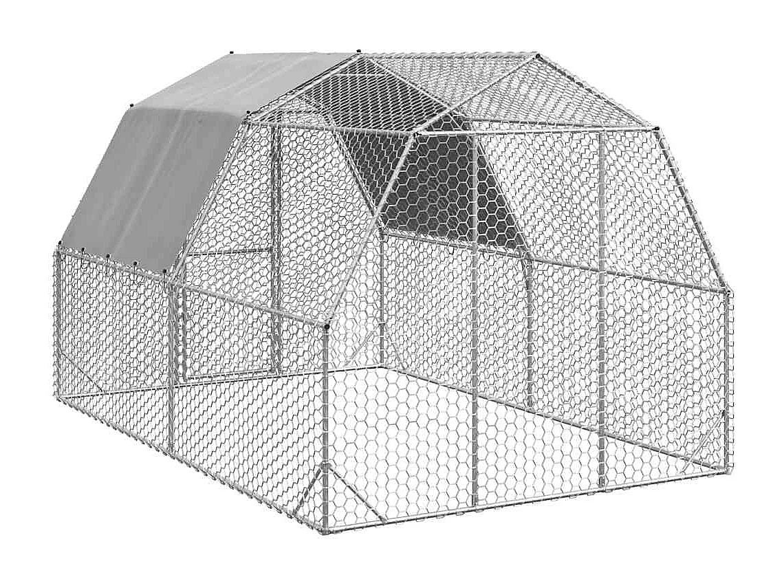Pollaio con tetto 2,5x4x2,25 m in acciaio zincato