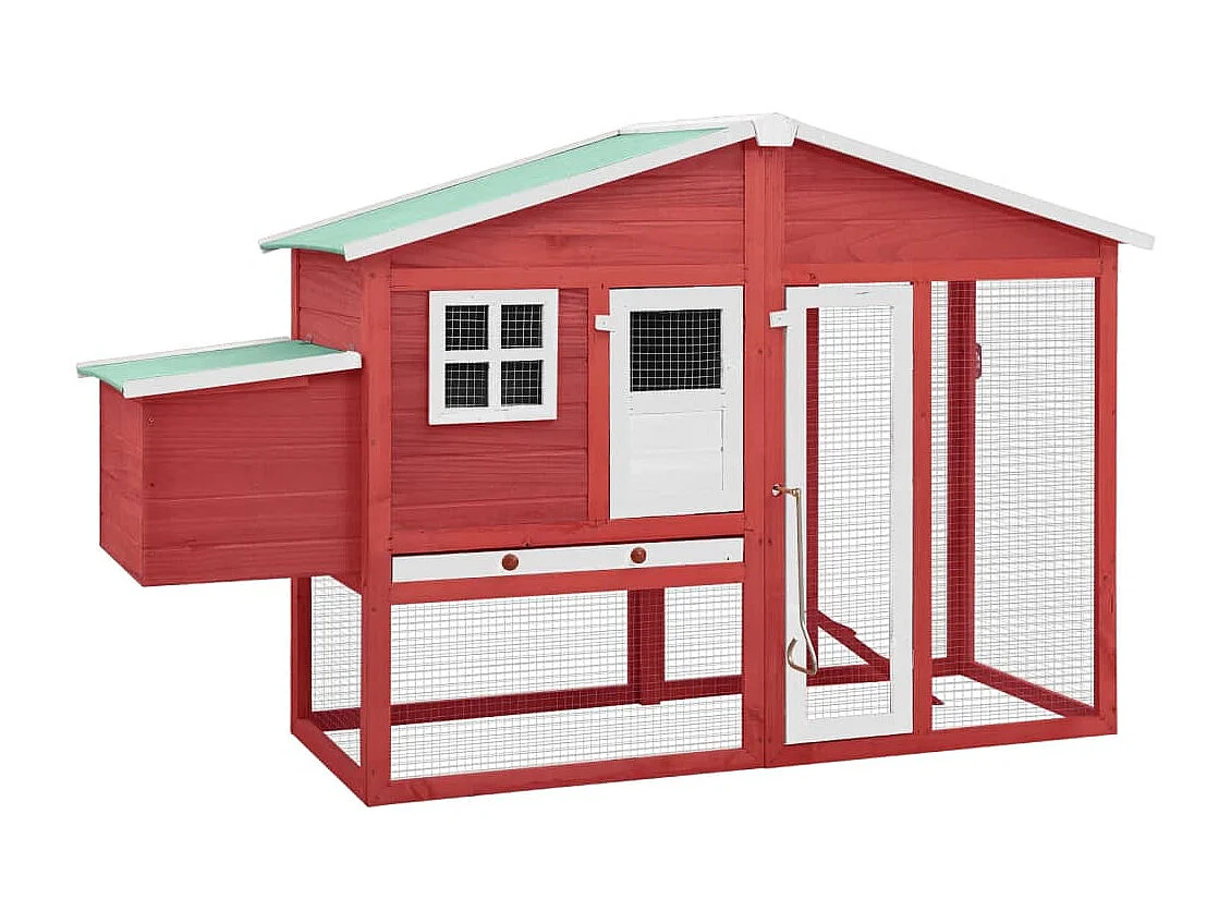 Kippenhok met nestkast Rood en wit Massief dennenhout