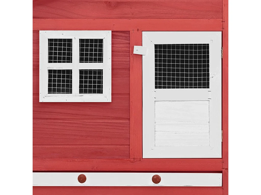 Kippenhok met nestkast Rood en wit Massief dennenhout