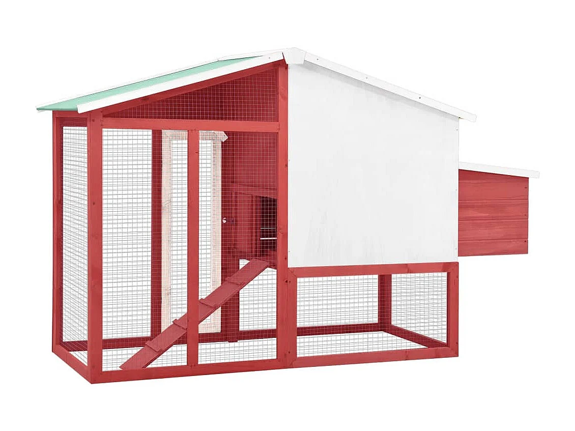 Poulailler avec nichoir Rouge et blanc Bois de sapin massif