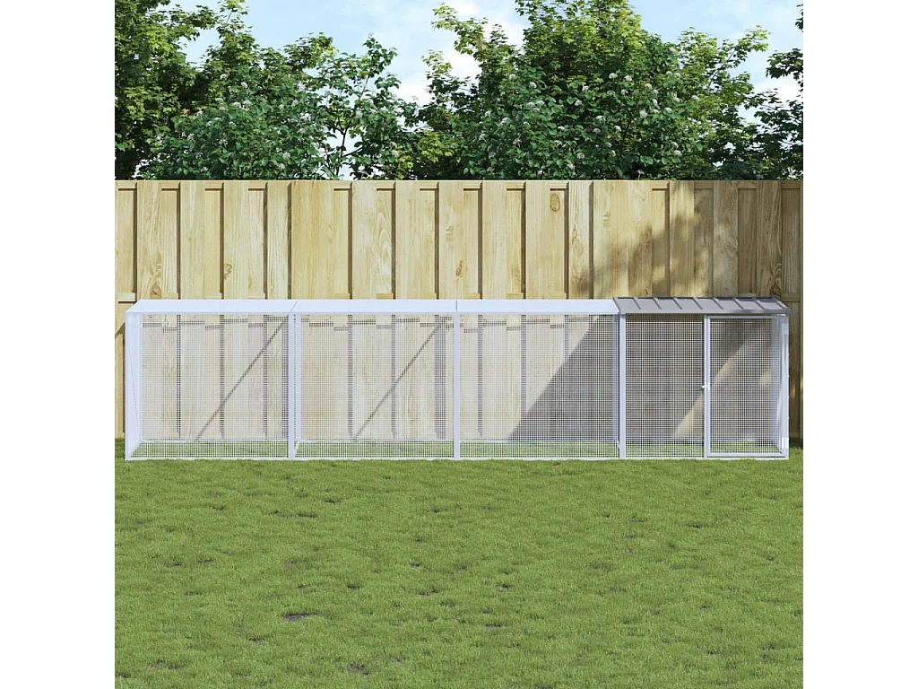 Gallinero con tejado gris claro 403x98x90 cm acero galvanizado