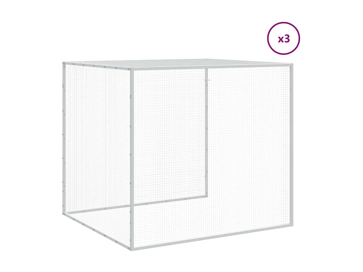 Gallinero con tejado gris claro 403x98x90 cm acero galvanizado