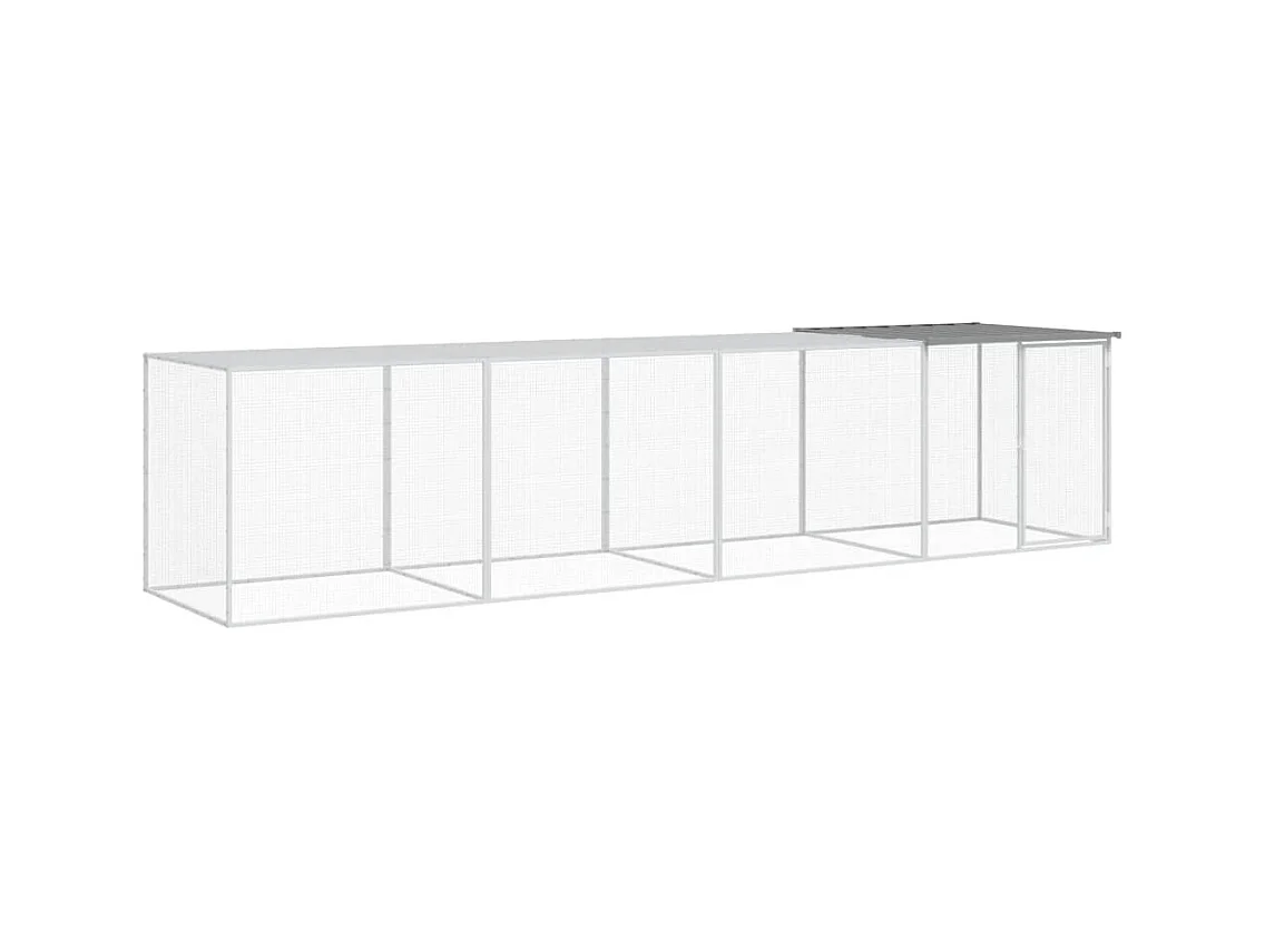 Poulailler avec toit gris clair 403x98x90 cm acier galvanisé