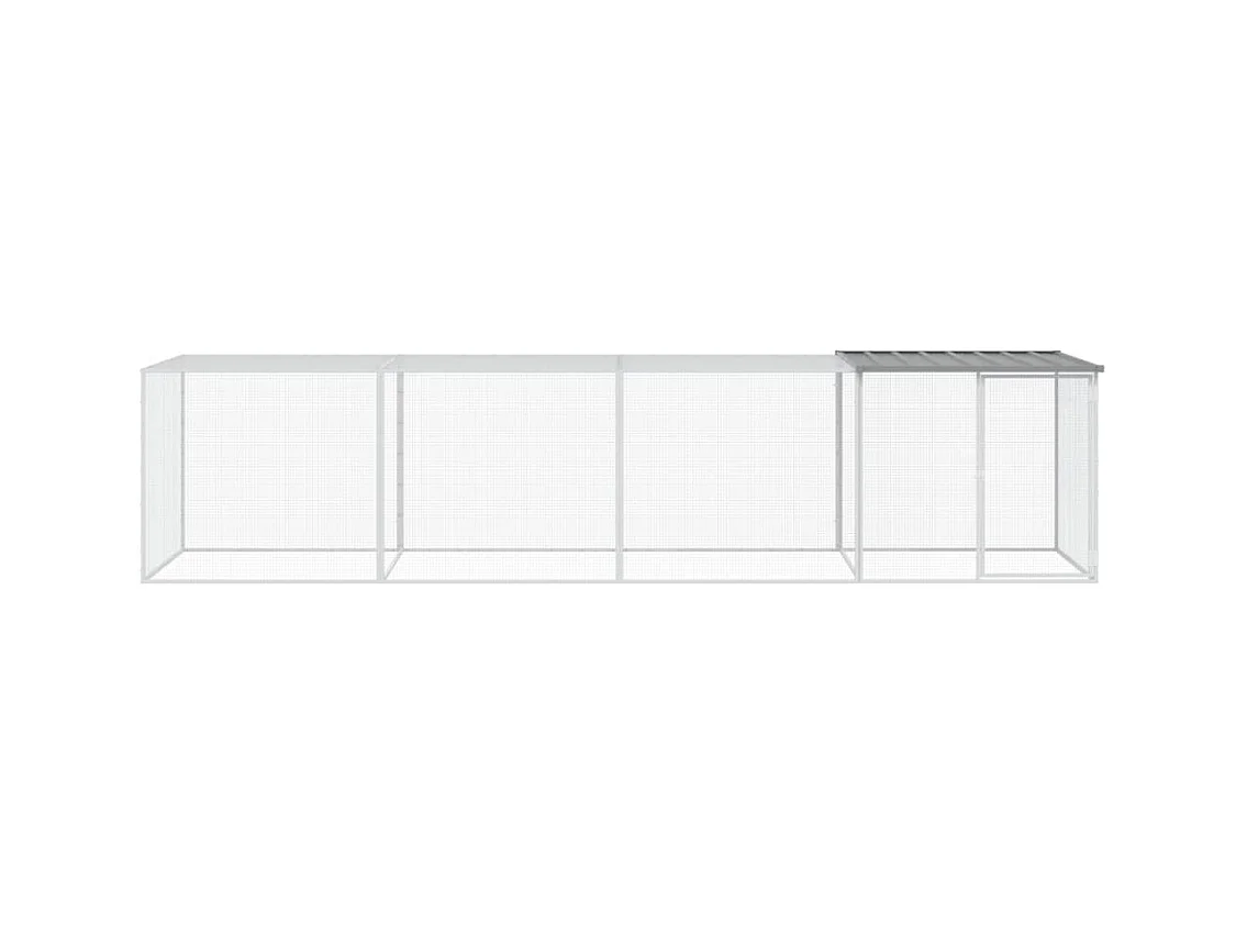 Poulailler avec toit gris clair 403x98x90 cm acier galvanisé