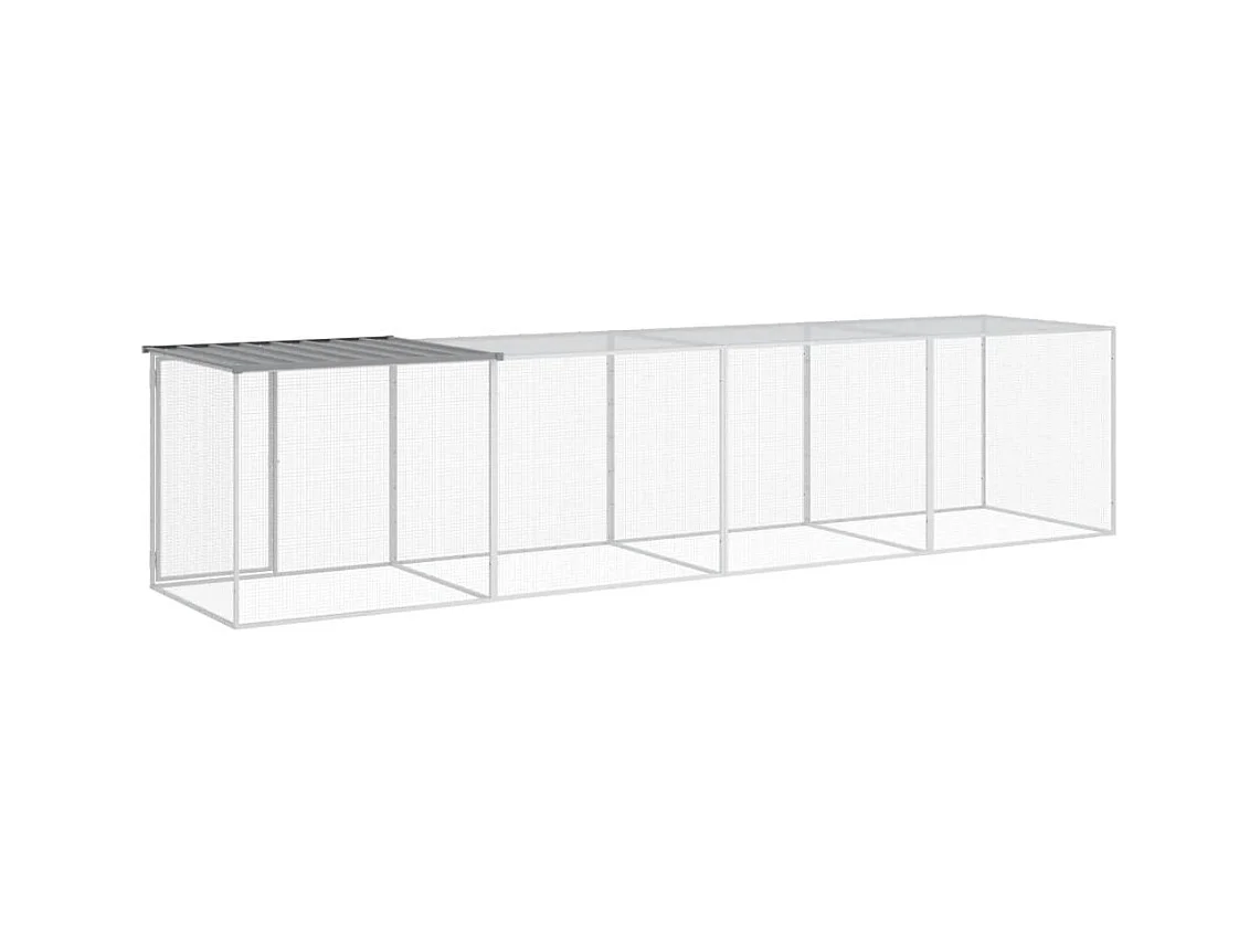 Poulailler avec toit gris clair 403x98x90 cm acier galvanisé