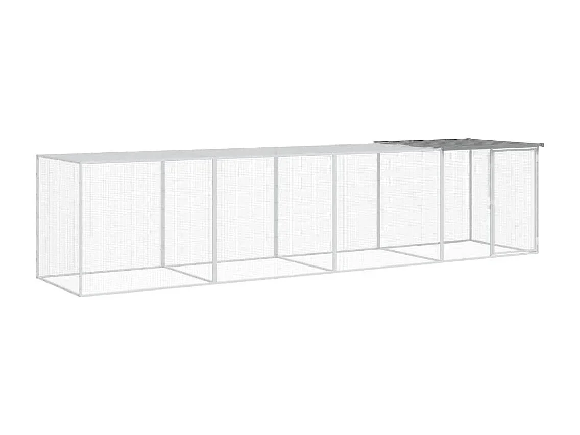 Poulailler avec toit gris clair 403x98x90 cm acier galvanisé