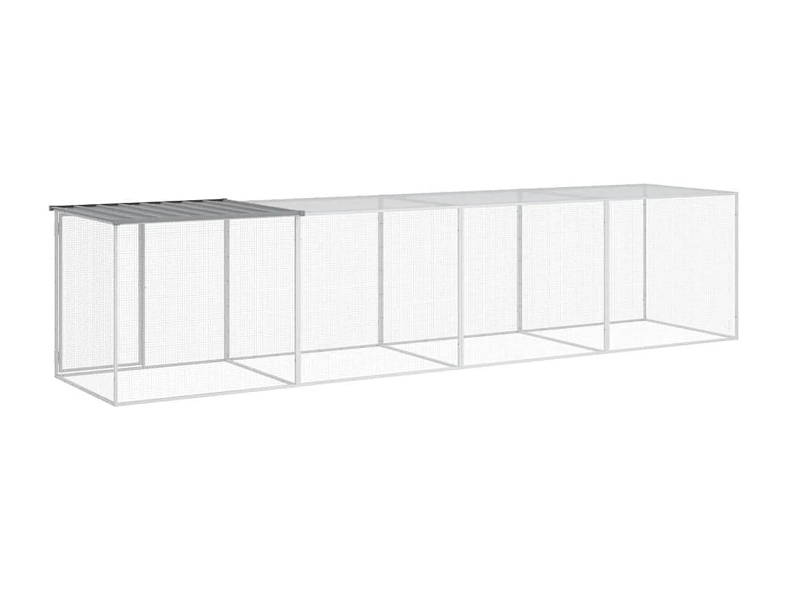 Poulailler avec toit gris clair 403x98x90 cm acier galvanisé