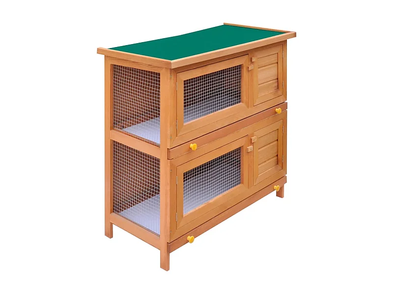 Clapier d'extérieur Enclos pour petits animaux 4 portes Bois