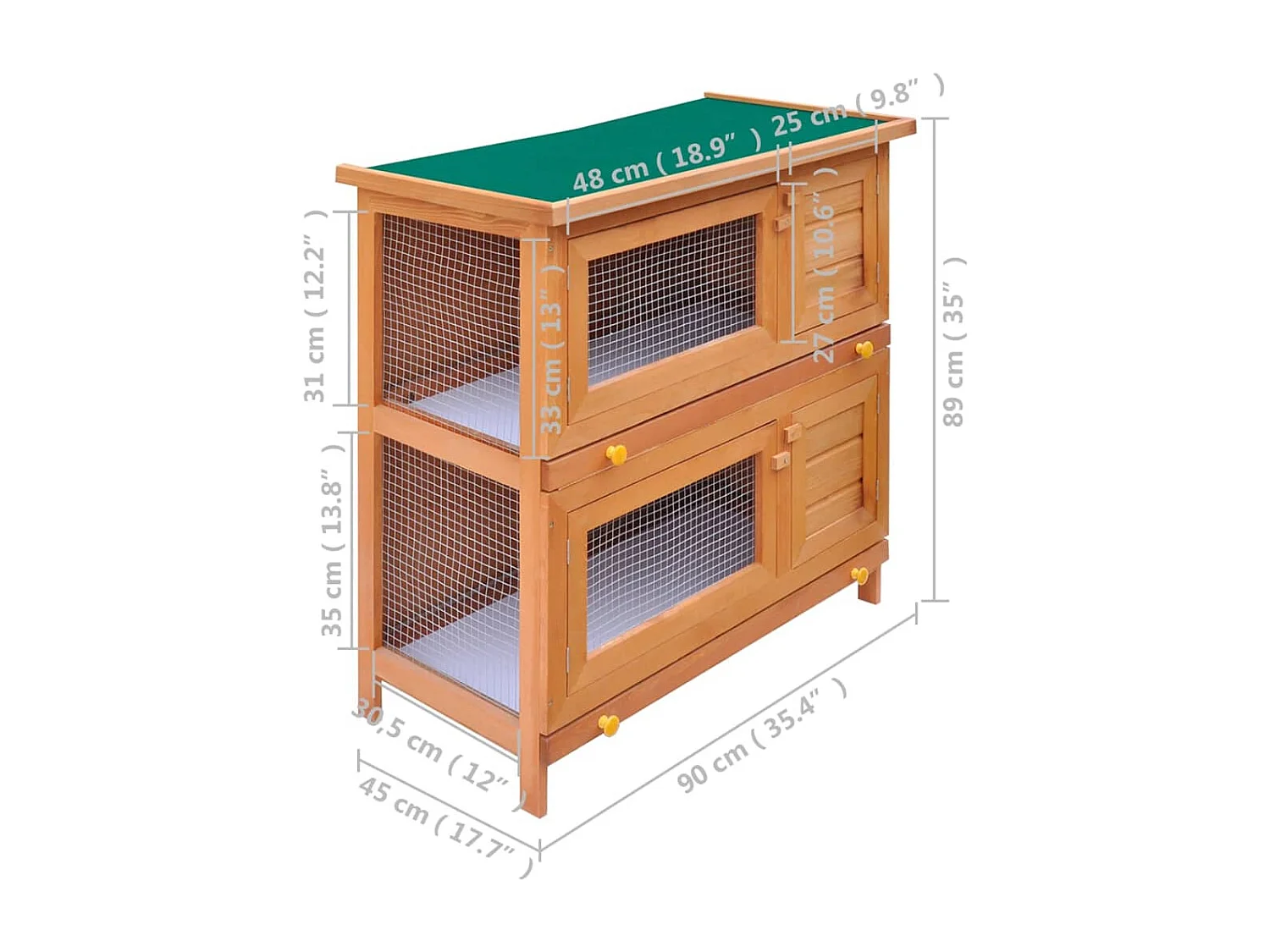 Clapier d'extérieur Enclos pour petits animaux 4 portes Bois