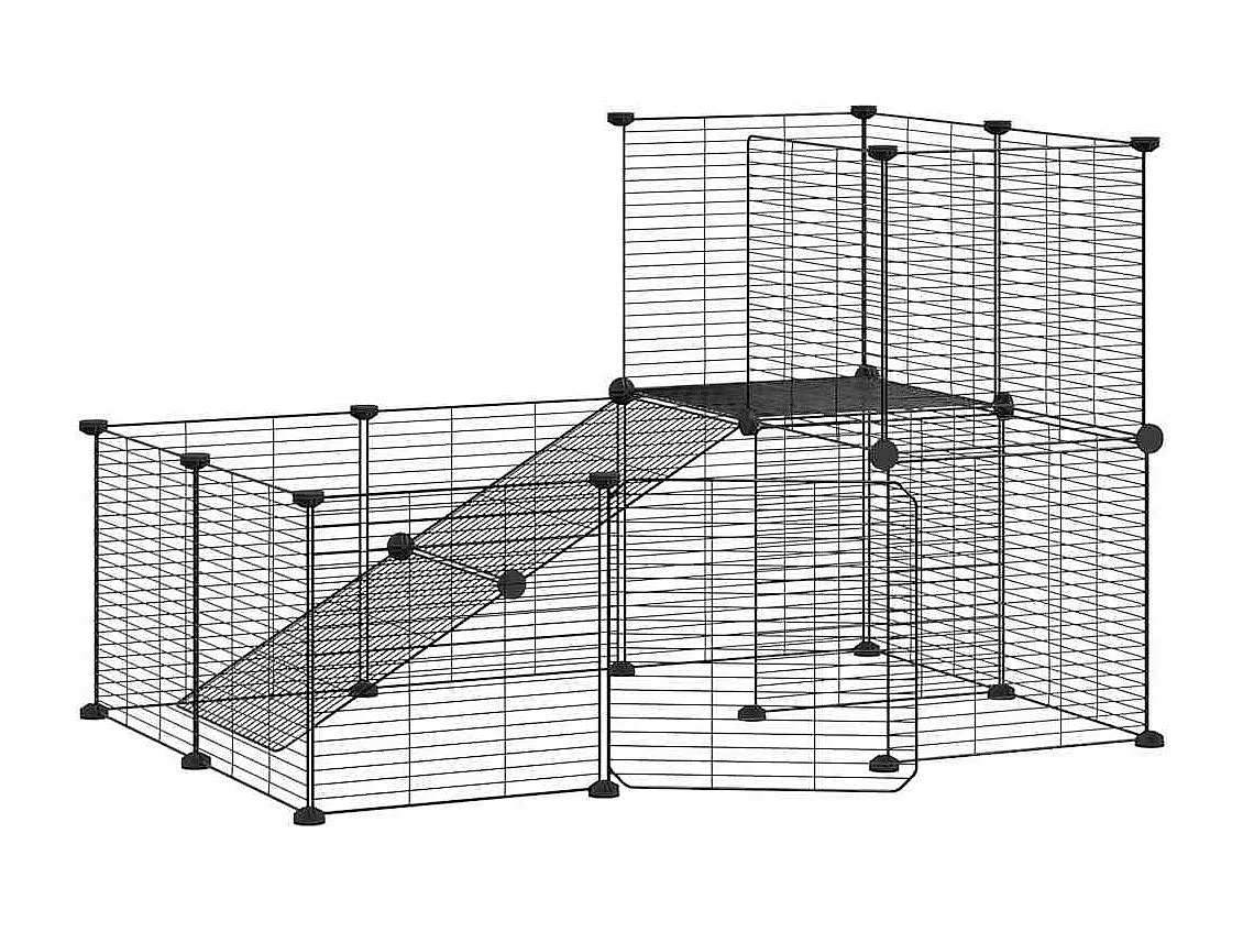 Gaiola para animais de estimação com 20 painéis e porta Preto 35x35 cm