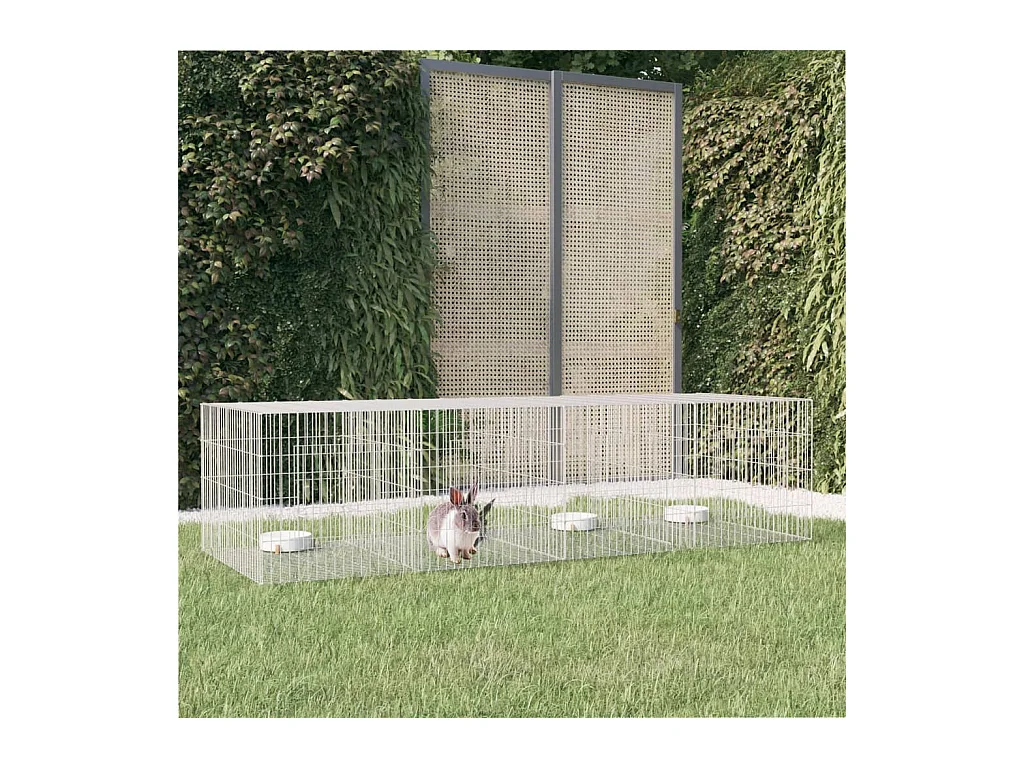 Cage à lapin 4 panneaux 217x79x54 cm Fer galvanisé