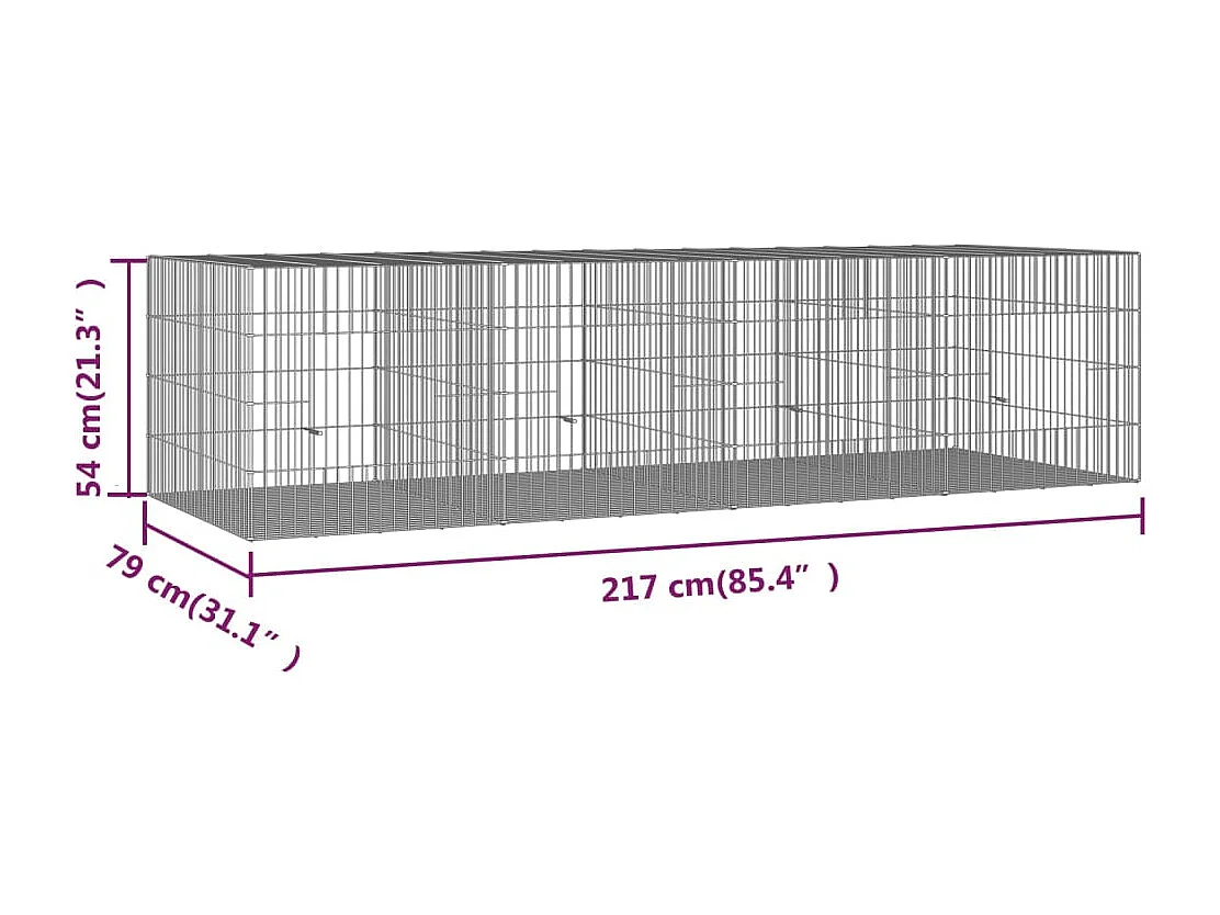 Konijnenhok 4 panelen 217x79x54 cm Gegalvaniseerd ijzer