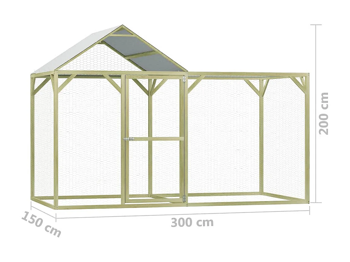Galinheiro 3x1,5x2 m Madeira de pinho impregnada