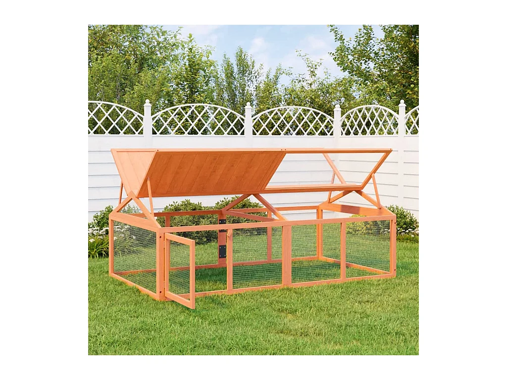 Enclos animaux marron 200x112,5x74 cm bois massif de pin