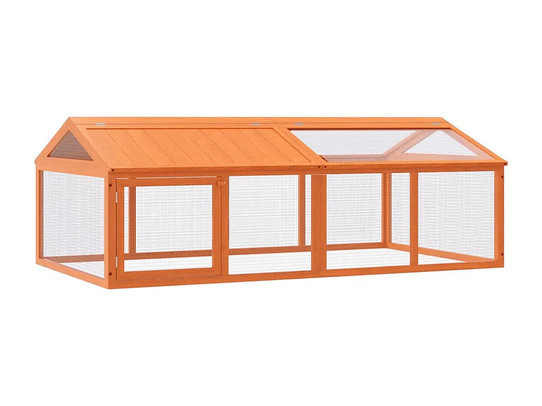 Bruin dierenverblijf 200x112,5x74 cm massief grenenhout