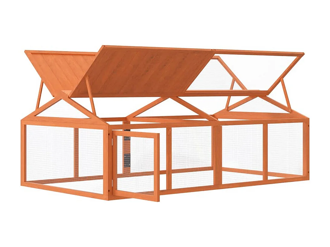 Bruin dierenverblijf 200x112,5x74 cm massief grenenhout