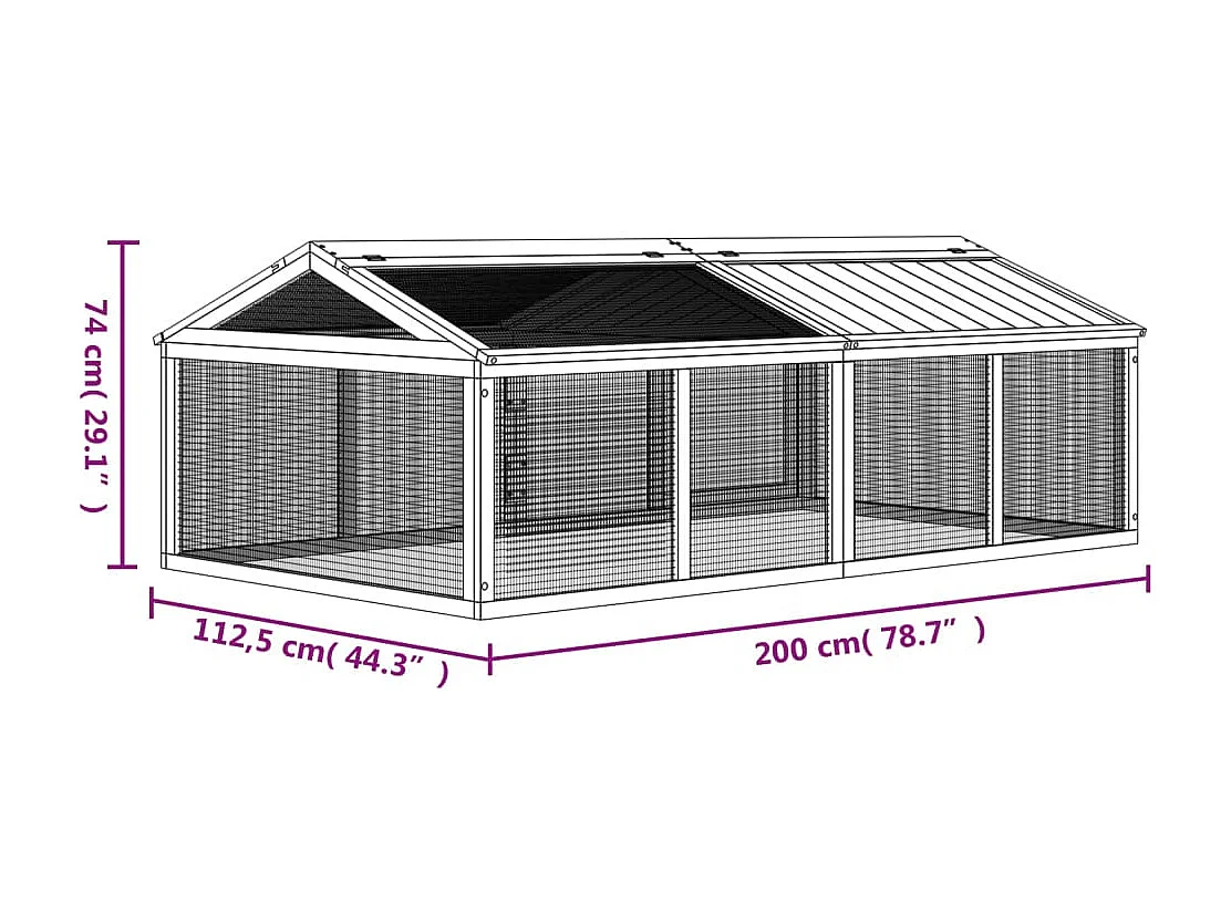 Bruin dierenverblijf 200x112,5x74 cm massief grenenhout
