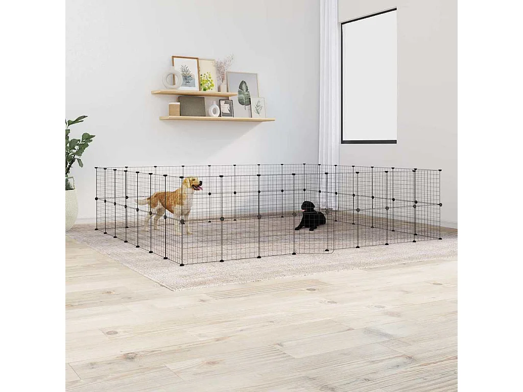 Gaiola para animais de estimação com 60 painéis e porta preta 35x35 cm