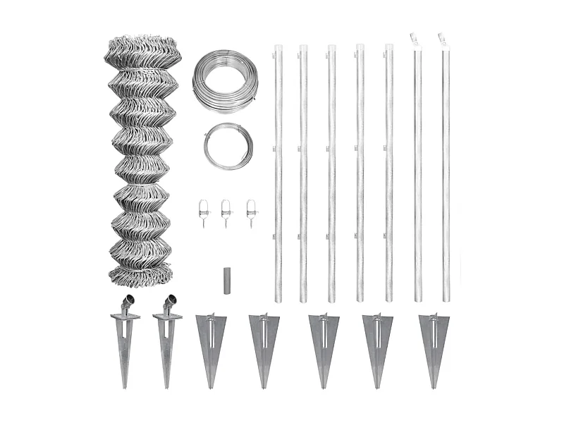 Valla de malla de alambre y postes de acero galvanizado 15x1,5 m