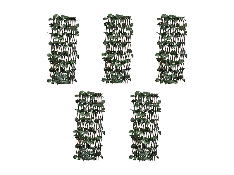 5 peças de cercas de treliça de salgueiro de folhas artificiais 180x60cm
