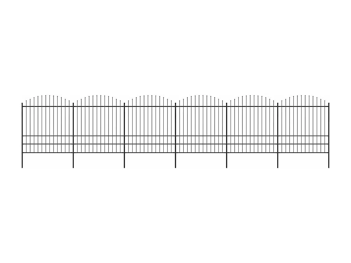 Spear Top Garden Fence in acciaio (1,75-2) x 10,2 m nero