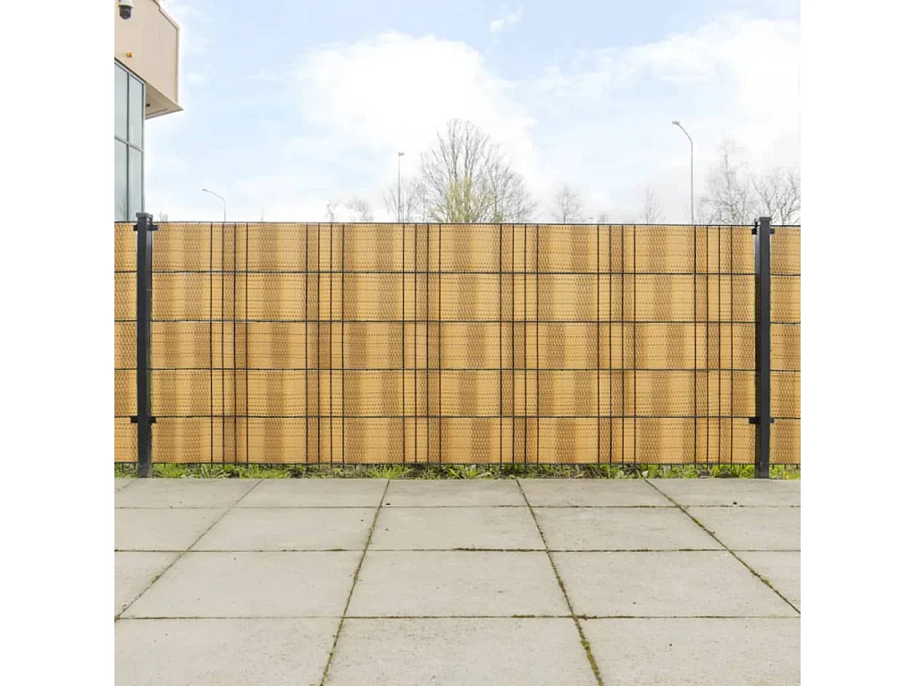 Balkonblenden 5 Stk. Hellbraun 255x19 cm Kunstharzgeflecht