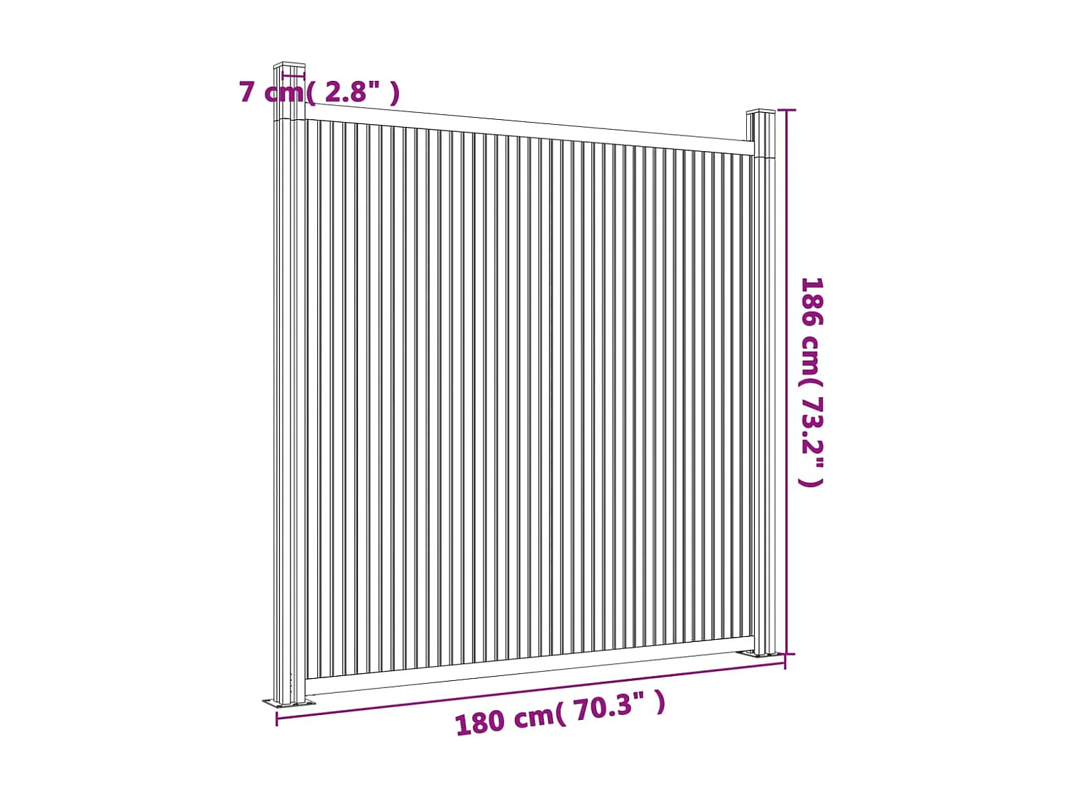 Braunes Zaunelement 180x186 cm WPC