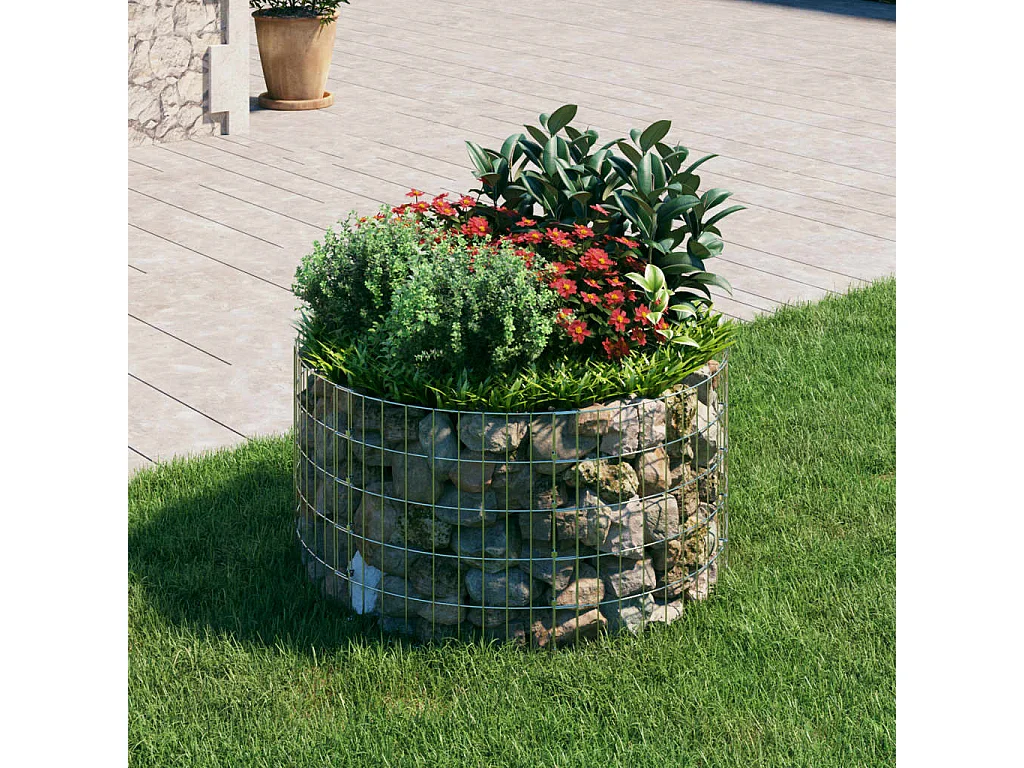 Poteau à gabion circulaire Acier galvanisé ?100x50 cm
