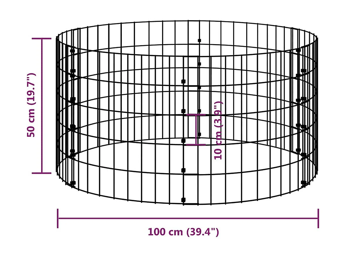 Poteau à gabion circulaire Acier galvanisé ?100x50 cm