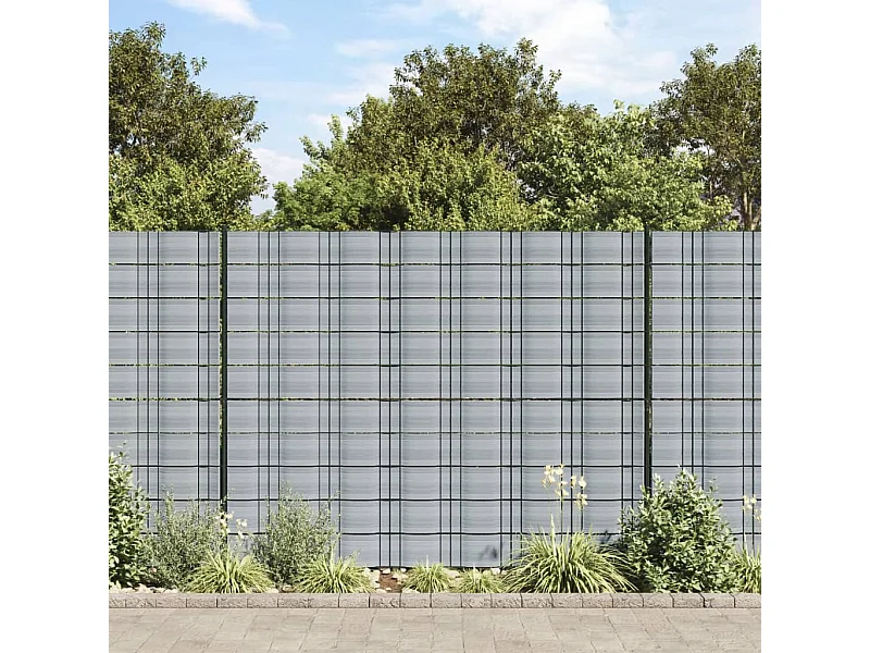 Telas de privacidade para jardim 10 peças cinza 252,5x19 cm PVC