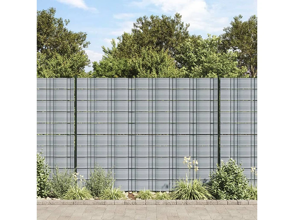 Schermi privacy da giardino 10 pz grigio 252,5x19 cm PVC