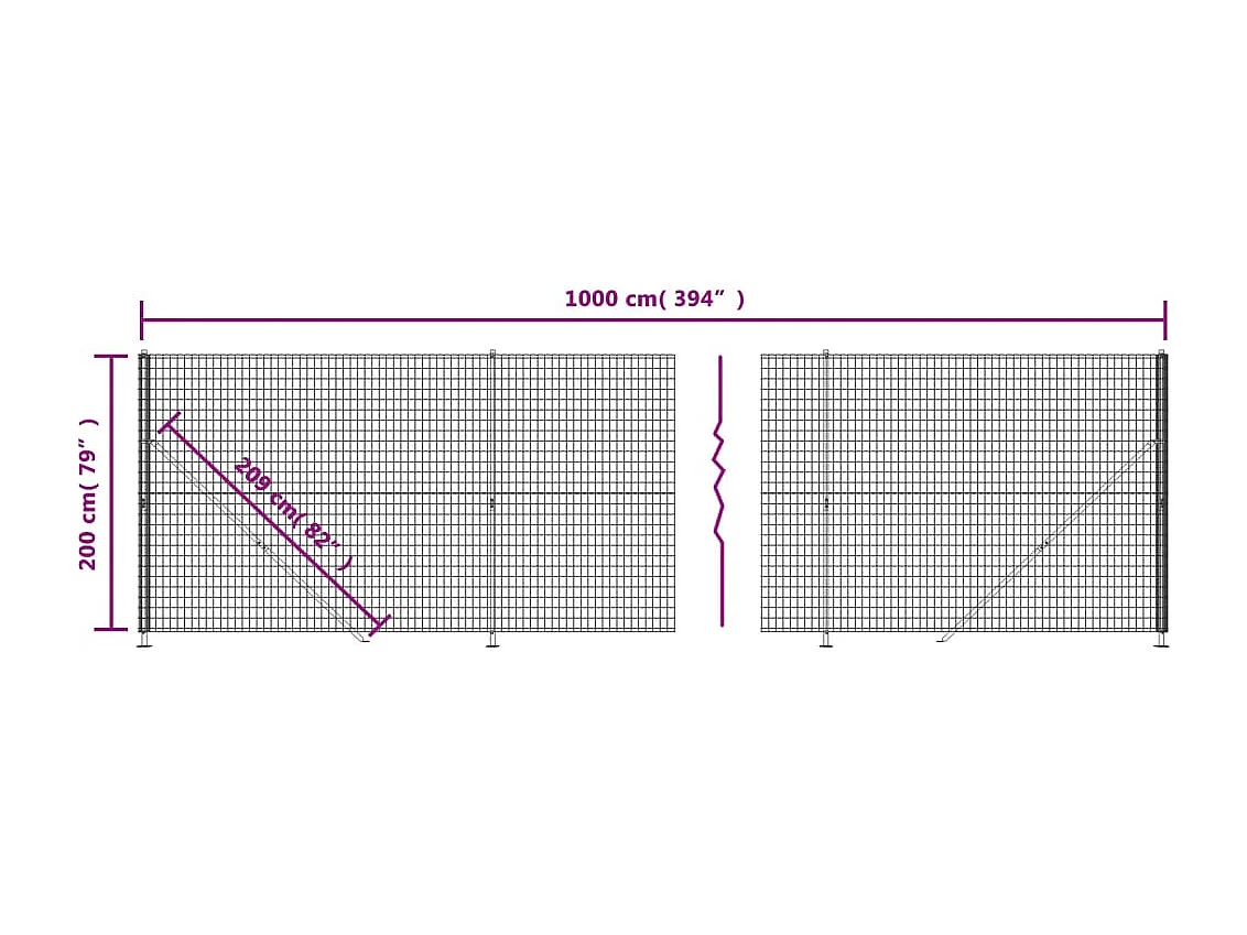 Cerca de tela de arame com flange antracite 2x10 m