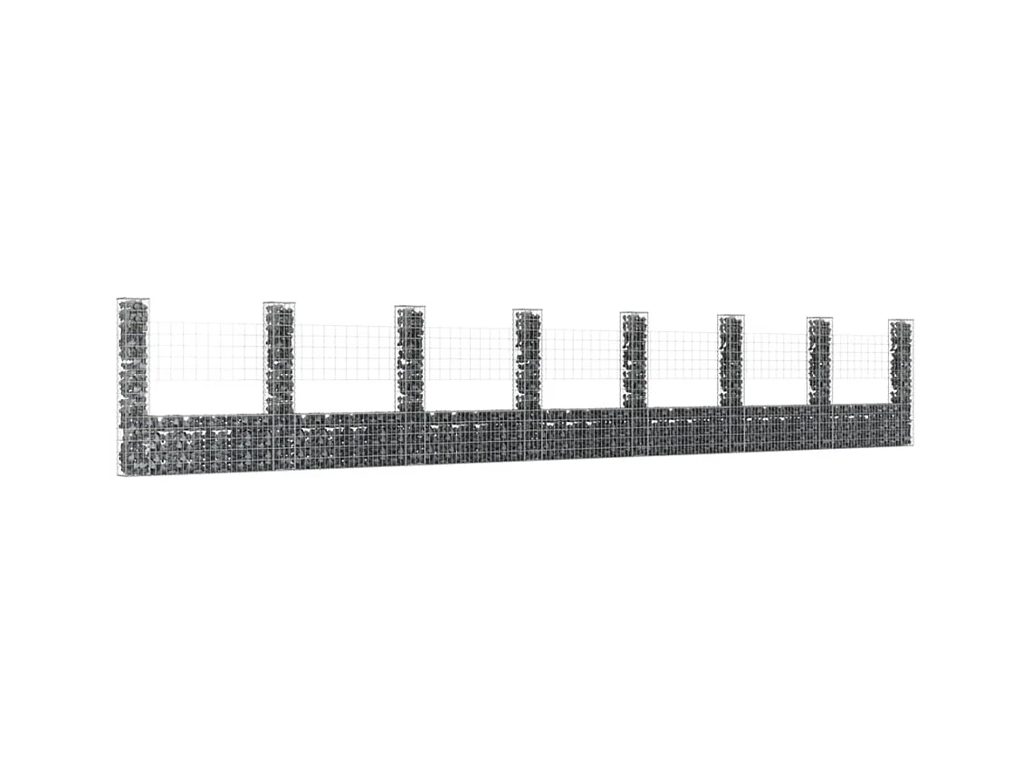 Panier de gabion en forme de U avec 8 poteaux Fer 860x20x150 cm