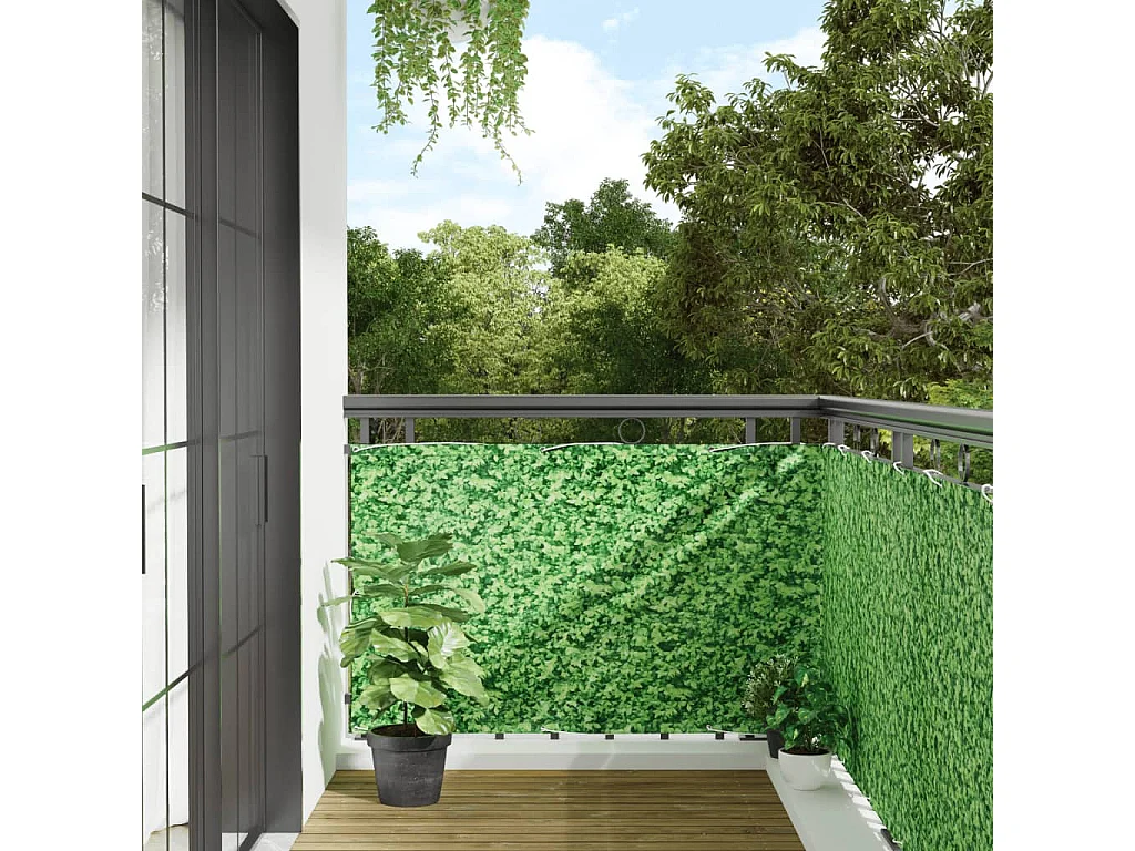 écran d'intimité de balcon aspect de plante vert 300x90 cm PVC