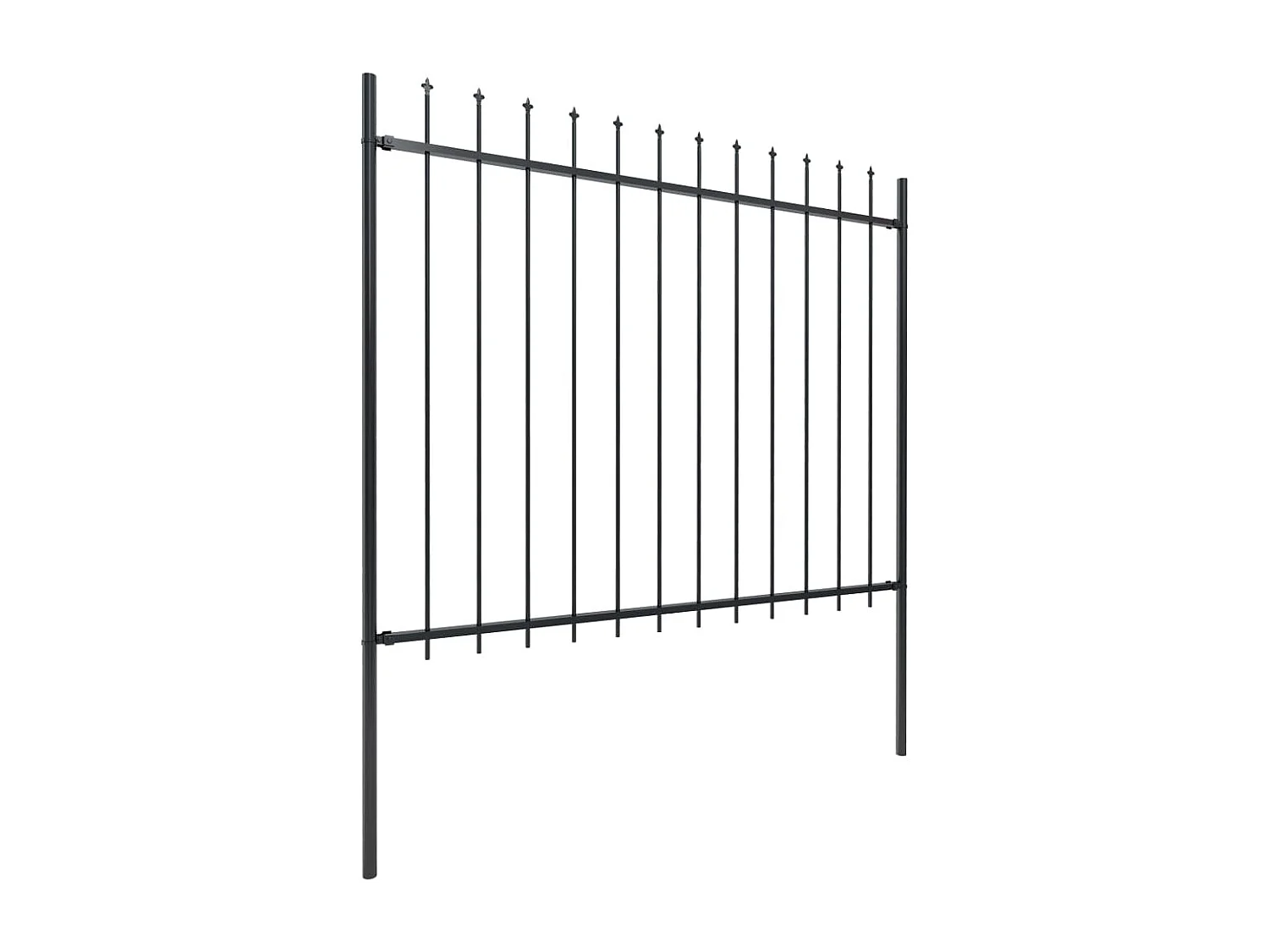 Cl?ture de jardin avec dessus en lance Acier 11,9 x 1,5 m Noir