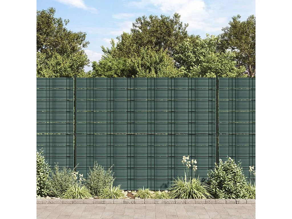 Telas de privacidade para jardim 10 unidades verde 252,5x19 cm PVC