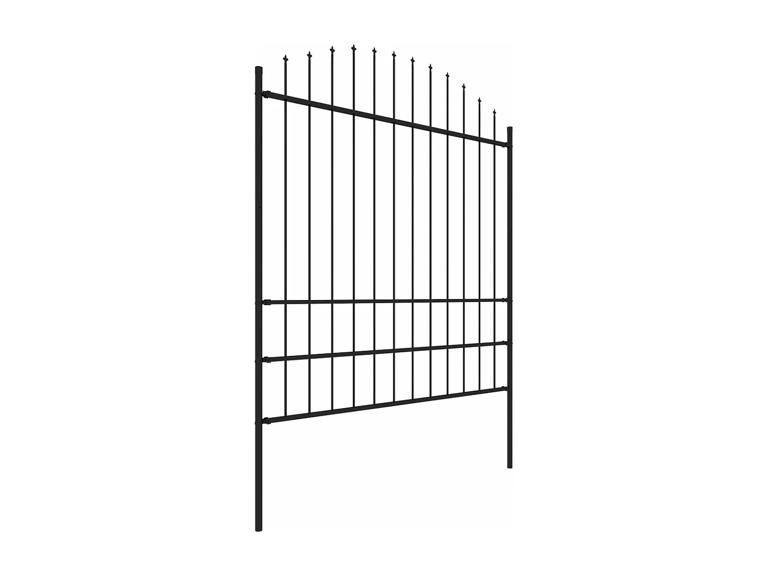 Speerspitze Gartenzaun Stahl (1,75-2) x 11,9 m Schwarz
