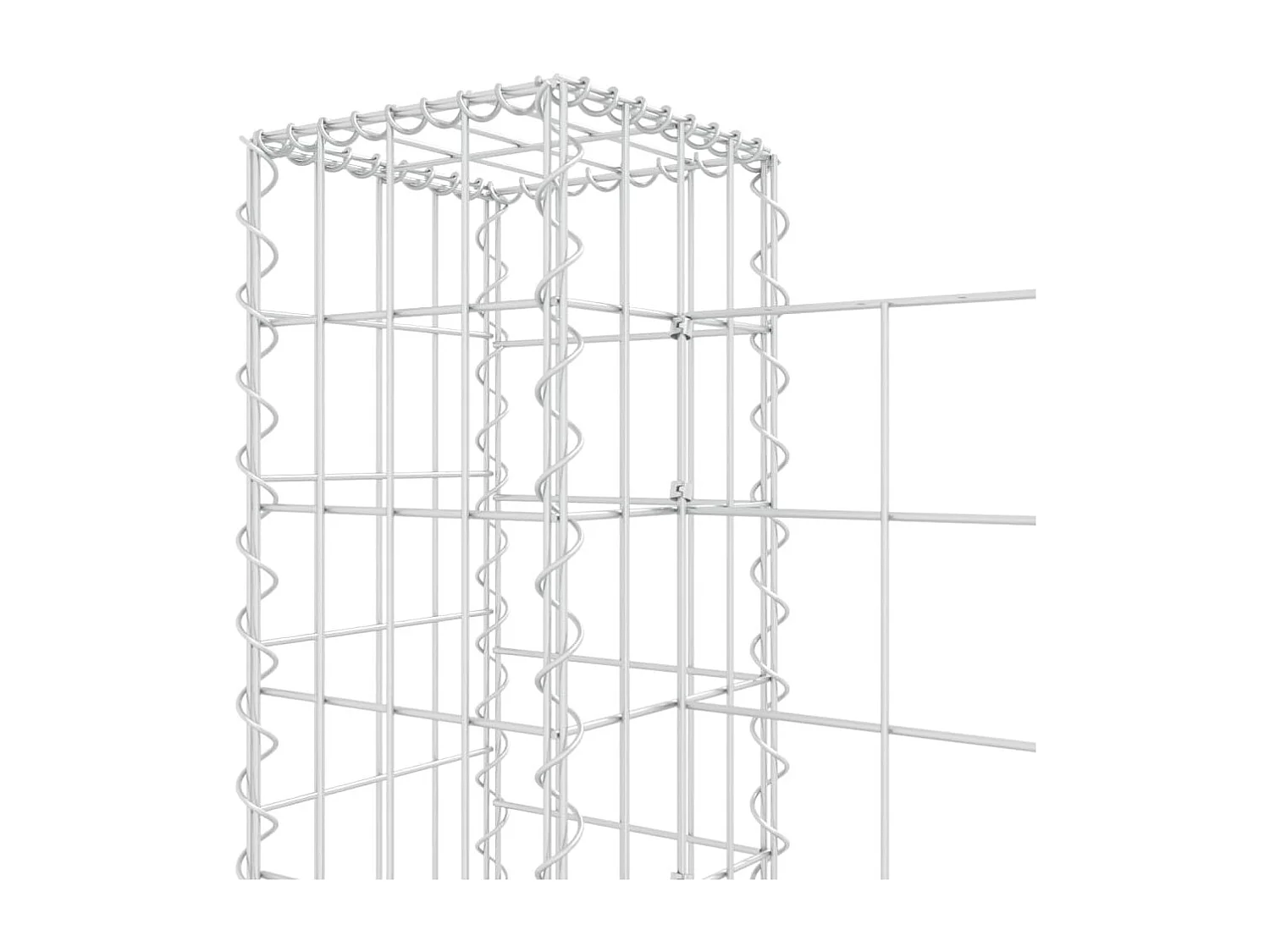 Panier de gabion en forme de U avec 3 poteaux Fer 260x20x100 cm